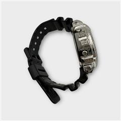 Casio G-Shock Black DW 6900 White Gold Alloy Iced Out Diamond Watch